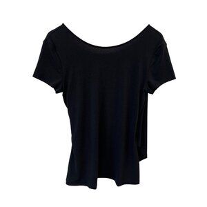 Maurices Top Size Small Surplice Wrap Short Sleeve Solid Black Contemporary NEW